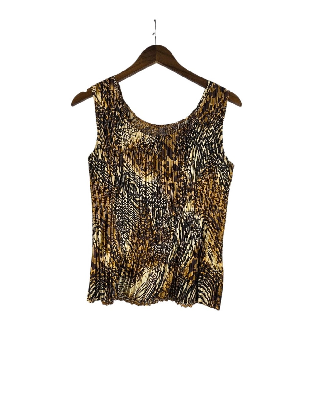 Y2K Animal Print‎ Abstract Plisse Crinkle Accordion One Size 90's Inspo Blouse